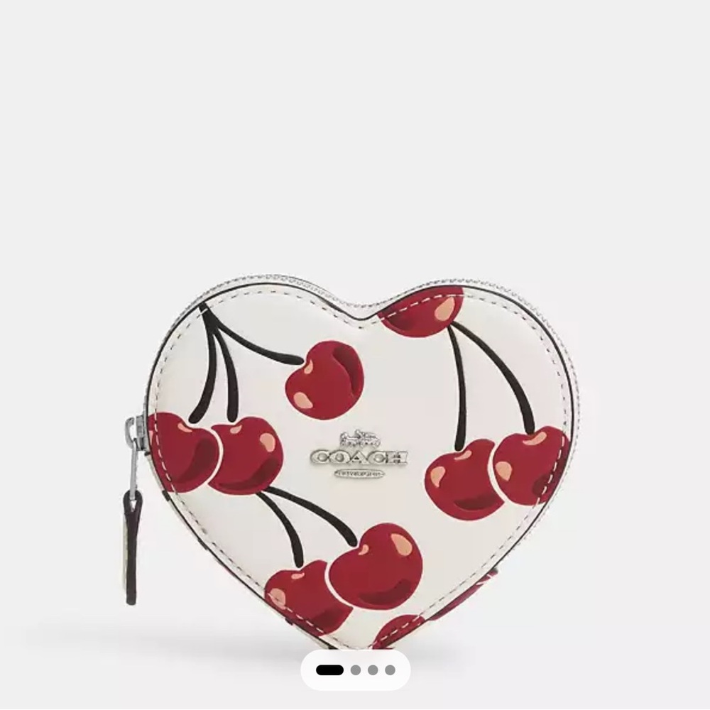 NWT coach Heart Coin Case With Cherry Print